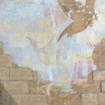 Výjev na klenbě v průběhu restaurování