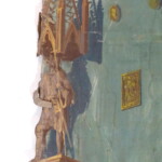 Nejsložitější část kartonového profilu na okraji kulisy před restaurováním