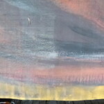 Detail malby v průběhu čištění (vyčištěná část vpravo)