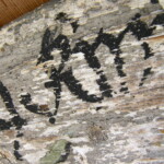 Detail poškozené malby před restaurováním