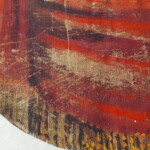 Část jedné ze sufit s malovanou draperií. Stav před restaurováním